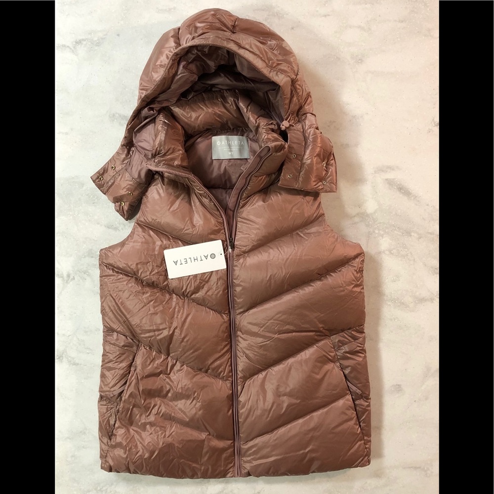NWT Athleta Lofty Down Vest Dogwood Mauve M-Tall - Picture 6 of 8